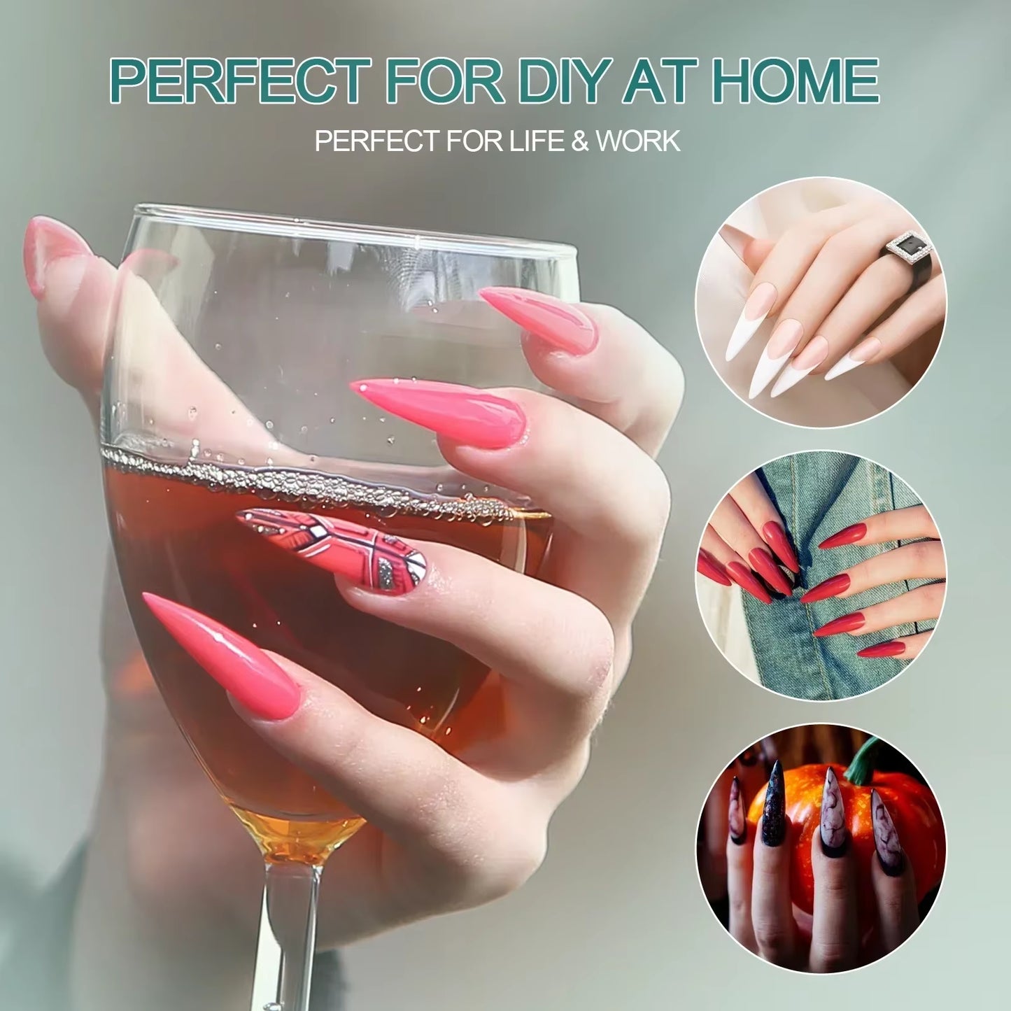 120Pcs Acrylic Nails Fake Capsule Short Almond Coffin Square Artificial Nail Extension Soft Gel Tips Accessories Tools