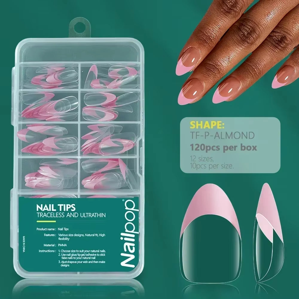 120Pcs Acrylic Nails Fake Capsule Short Almond Coffin Square Artificial Nail Extension Soft Gel Tips Accessories Tools