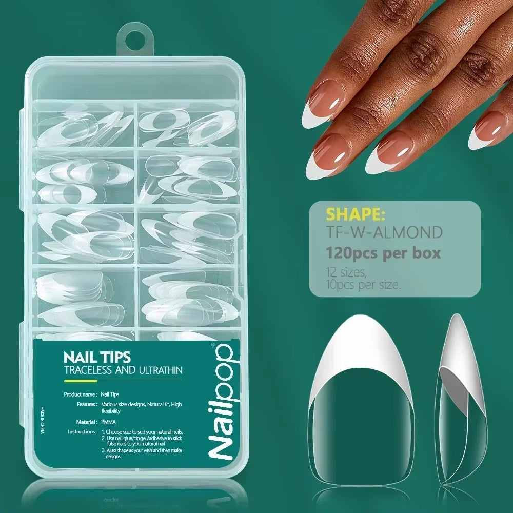 120Pcs Acrylic Nails Fake Capsule Short Almond Coffin Square Artificial Nail Extension Soft Gel Tips Accessories Tools