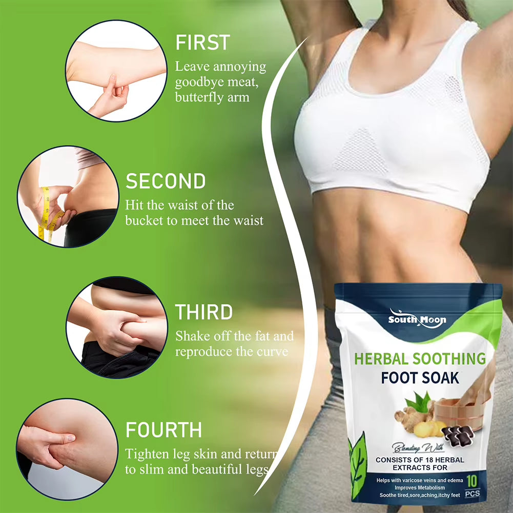 10Pcs Detox Foot Soak Herbal Lymphatic Health Promote Blood Circulation Dehumidification Fat Burning Stress Relax Foot Bath Soak
