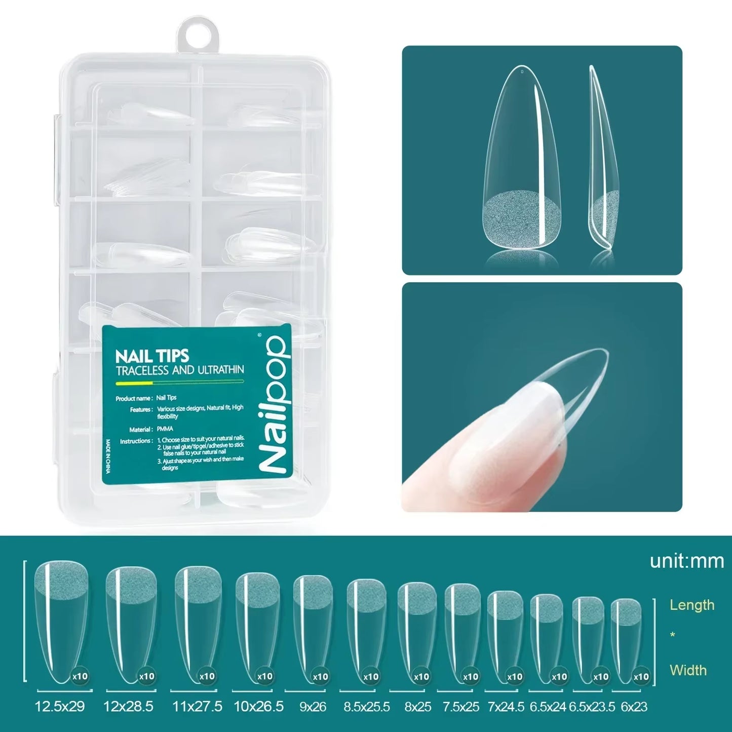120Pcs Acrylic Nails Fake Capsule Short Almond Coffin Square Artificial Nail Extension Soft Gel Tips Accessories Tools