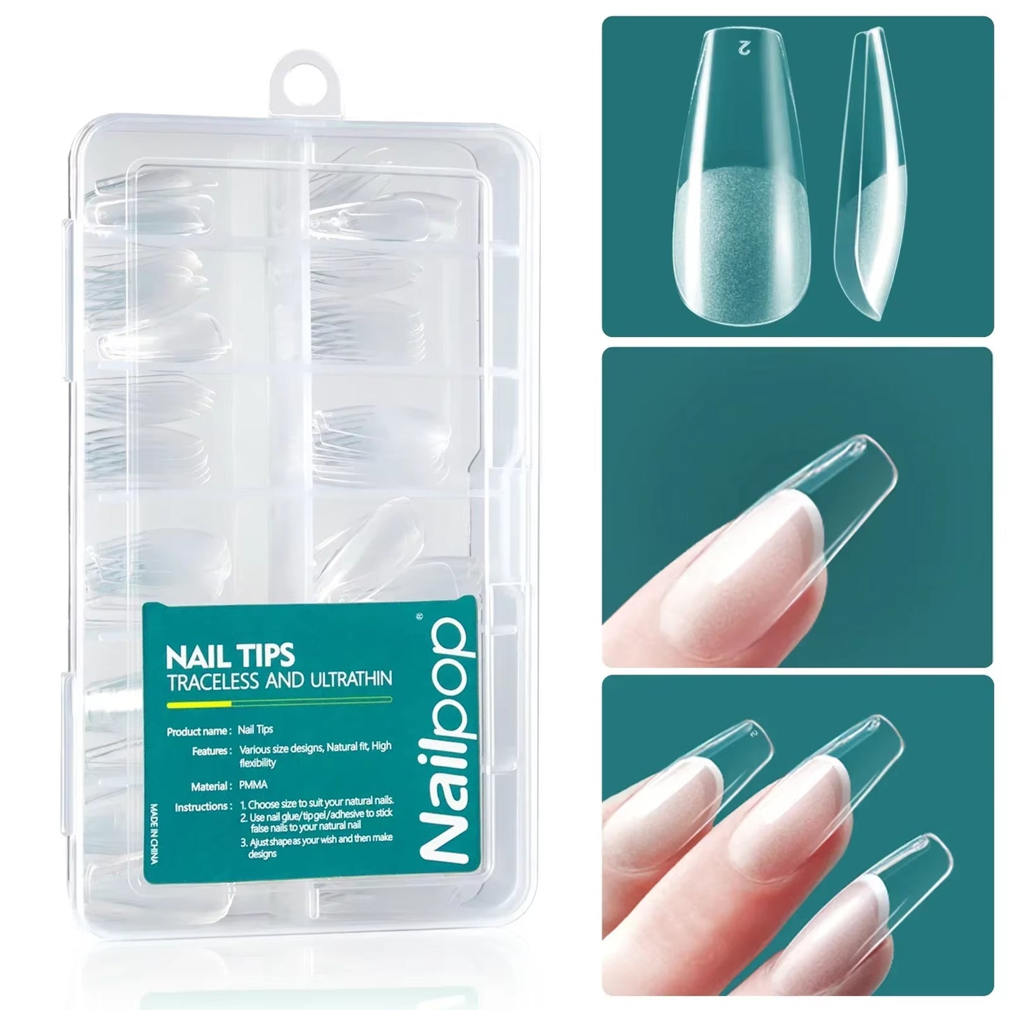 120Pcs Acrylic Nails Fake Capsule Short Almond Coffin Square Artificial Nail Extension Soft Gel Tips Accessories Tools