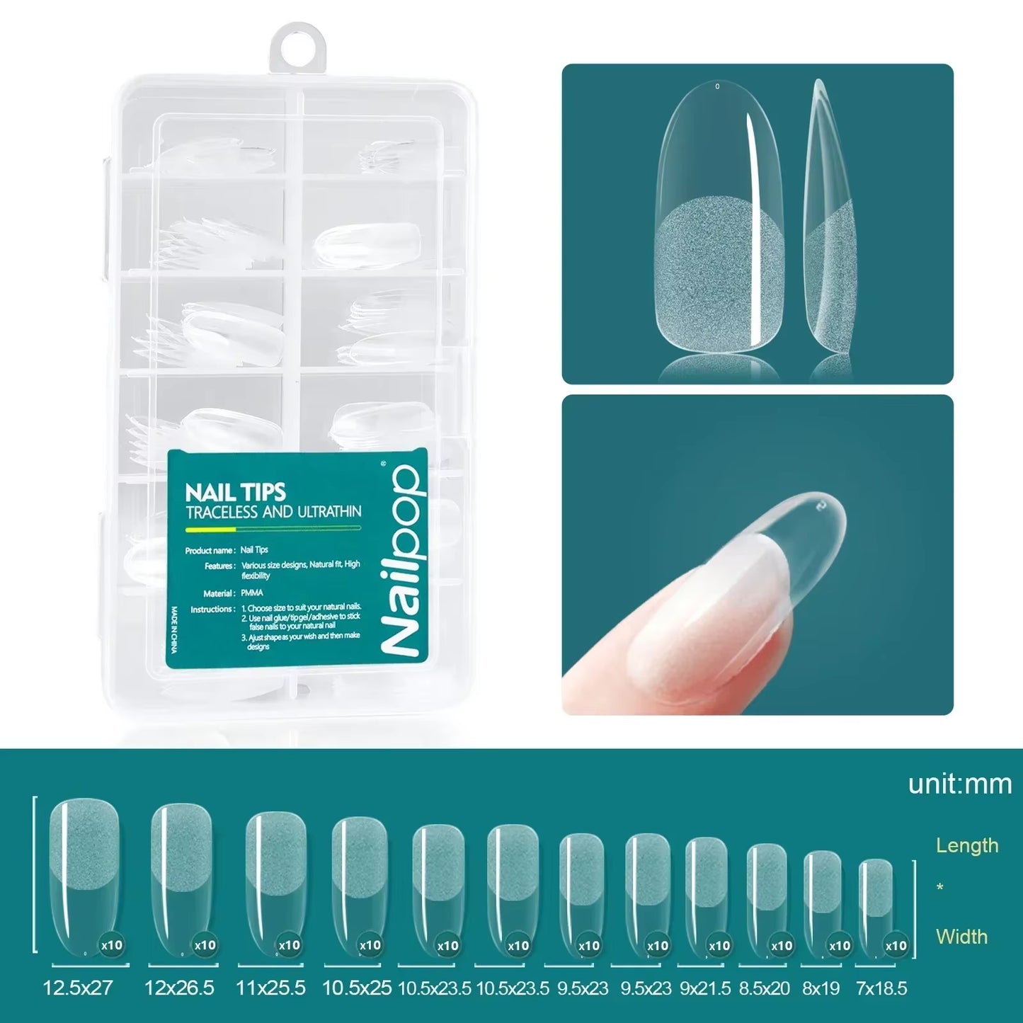 120Pcs Acrylic Nails Fake Capsule Short Almond Coffin Square Artificial Nail Extension Soft Gel Tips Accessories Tools